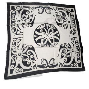 Black And White Silk Handpainted Square Scarf - N… - image 1